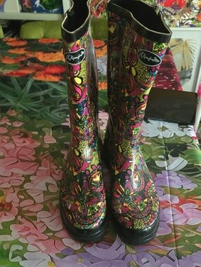 Women's Multicolor Abstract Pattern Rain Boots New